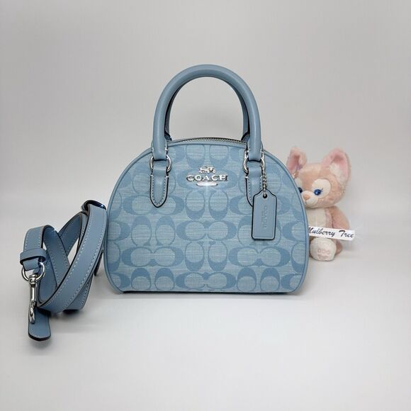 Coach CH140 Sydney Satchel In Signature Chambray Cornflower Silver NWT Org $378 - Picture 1 of 10